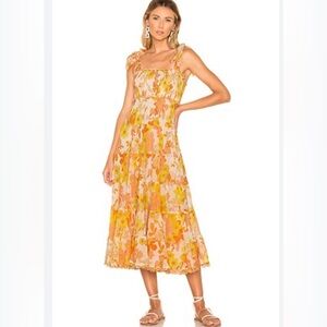 Zimmermann - Primrose Crinkle Tie Dress in Marigold Floral - Size: 1